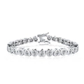 Bracciale tennis a cuore in argento scintillante con pietre in zircone 3A su bianco - 7 pollici (17,8 cm) / Base Argentata Zirconi Bianchi