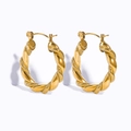 Franse vintage vergulde gedraaide touw oorringen met een veilige pin sluiting voor dames - Hoogglans Gevlochten Hoepel(SE22112405) / Goud