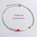 Handmade beaded necklace with colorful stones and gold stainless steel clasp - Stainless Steel/Colored Beads / Blue Pink Mixed