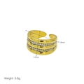 Detail of 18k gold plated X-shaped ring with zircon, width 10mm, weight 5.8g - Adjustable Open / Gold Wide Multi-row