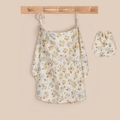 Floral cotton breastfeeding cover with adjustable neck strap and matching storage pouch - Abundant Flowers