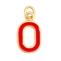 Golden letter O pendant necklace charm with vibrant red enamel filling and round loop - Red - Letter O