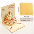 3D Pop-up birthday card featuring a yellow three-layer cake with strawberries and candles - Yellow