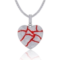 Hip hop S925 silver tennis chain with iced out broken heart pendant in red and silver - Broken Heart Pendant