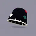 Handmade crochet bucket hat with colorful star appliques and contrast stitching detail - One Size / Star Hat Black