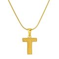 Golden snake chain necklace featuring a textured capital T letter pendant for women - Letter T (S-P004-T)