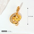 Golden crescent moon charm with white enamel star and engraved insects pendant - Gold Crescent Star Insect Disc Style (SMP53387)