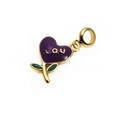 Golden heart charm with purple enamel and LOU engraving for DIY bracelets - Purple LOU Heart