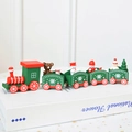 Red wooden Christmas train ornament with teddy bear and snowman festive figurines - Green 5 Sections