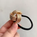 Golden woven texture spiral knot hair tie with durable black high-elastic rubber band - Spiral Pattern - Gold