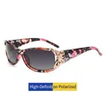 Y2K polarized sunglasses for women with floral frame and gold butterfly accents - Floral Frame