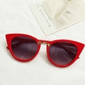 Retro red cat-eye sunglasses with dark grey gradient lenses and gold metal accents - Red