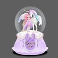Purple princess castle music box crystal ball with dream angel and white unicorn - 012 Purple Base / Large 100 Snow+Light+Music