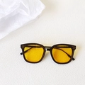 Retro square thick frame sunglasses with black frames and translucent yellow lenses - Black Frame Yellow Lens
