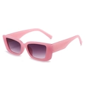 Pink rectangular sunglasses with purple gradient lenses and retro Y2K style PC frame - Pink Frame Gradient Grey Lens