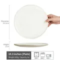 Minimalist white 10.3 inch ceramic steak plate showing top and side view dimensions - Lingshuang - White Large Plate 10.3 Inch (Minor Flaws)