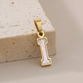 18K gold-plated necklace with white shell inlay featuring the letter I pendant design - Letter I(KP115521-K)
