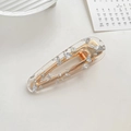 Elegant leopard print acrylic hair clip with silver foil flakes and golden metal base - Water Drop Silver Foil