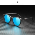 Polarized sports sunglasses in matte black frame with mirrored ice blue lenses - Matte Black / Mirrored Ice Blue Lens