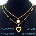 Collana a doppio strato dorata con ciondolo a cuore e specifiche di misura dettagliate - Stile 2 Oro