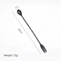 Black stainless steel 26cm dual-purpose cocktail spoon with spiral handle and fork tip - Black Small Bar Spoon [Thickened] [410 Steel]