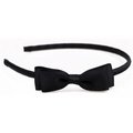 Cerchietto classico in gros-grain nero con doppio fiocco dal design semplice e sobrio - 030# Nero