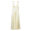 Elegante vestido midi de satén crema con tirantes de lazo y un favorecedor escote en V - XS / Blanco Roto