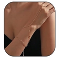 Elegante bracciale ad anello minimalista dorato con ciondolo a cuore e catena a perle - Tubo rotondo a doppio strato dorato