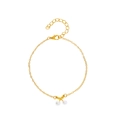 Cavigliera boho dorata con ciondolo a fiocco e due perle bianche per gioielli da spiaggia - Ciliegia Oro KC