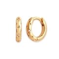 Baroque S925 silver needle hoop earrings with gold finish and star-shaped zircon pavé - Gold Star Engraved Micro-Set Huggie (1)