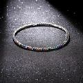 Rainbow tennis bracelet featuring multi-colored crystals in a silver-plated setting - Single Elastic Bracelet / Colorful