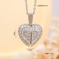 Silver opening heart wing necklace pendant with clear cubic zirconia in 25mm size - Full Pavé Heart / Silver