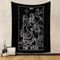 Dettaglio dell'arazzo dei tarocchi La Stella XVII in stile minimalista bianco e nero - Tessuto Spazzolato / 73X95CM / Stella-XVII