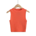 Vibrant orange Y2K cropped knitted vest in stretchy ribbed fabric on a hanger - S / Dark Red