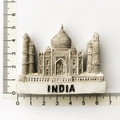 Detailed view of Taj Mahal resin fridge magnet with India text and scale measurement - Taj Mahal India