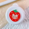 Cute white air cushion brush featuring a red strawberry and small brown bear design - Strawberry Rabbit (Round Comb)