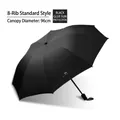 Ombrello nero pieghevole con piuma dorata e diametro del baldacchino di 96cm - Ombrello manuale standard a 8 stecche UV - Nero