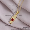 Gothic heart necklace with red zircon in gold hand gesture pendant, copper with gold plating - Gold Plated Heart Palm NZ06-5