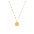 Golden coin pendant necklace with Elizabeth II engraving and small decorative beads - Single Layer Bead Chain Portrait Coin Style (3#)