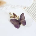Elegante spilla a farfalla e fiore viola con ricamo e perla d'acqua dolce raffinata - Viola / Grande / Farfalla Ricamata