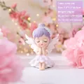 Cute vinyl angel girl figurine in purple dress with white wings for home decor - 1143-14 Sitting Purple