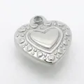 Silver heart pendant 14x12mm with embossed dot pattern for DIY jewelry making - Silver Heart Style (KLJ4960-Z)