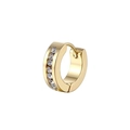 Sparkling gold titanium steel earrings with cubic zirconia inlay and secure buckle clasp - Round Zircon / Gold
