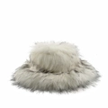 Faux fox fur bucket hat in white and grey, fluffy winter accessory for women - White with Black Tips
