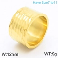 Breiter 12mm Ring aus 18K vergoldetem Titan mit gehämmerter Textur in Gold-Optik - US 11 / Gold Breit Gehämmert Stil (KR107639-KC)