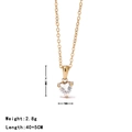 Collier élégant avec pendentif cœur en zircone plaqué or et détails de dimensions - Or-Zircon Blanc