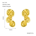Minimalist 18k gold plated stainless steel earrings with layered textured discs - Gold