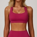 Set reggiseno sportivo e leggings rosso bacca con scollo quadrato e spalline larghe - Rosso rosa