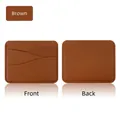 Brown slim PU leather card holder with wave-shaped multi-slots and front back views - Thick Rippled 3 Slots / Brown