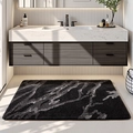 Plush bathroom mat with elegant black and gray marble texture pattern in modern setting - 44*76cm / Black Gold Vein